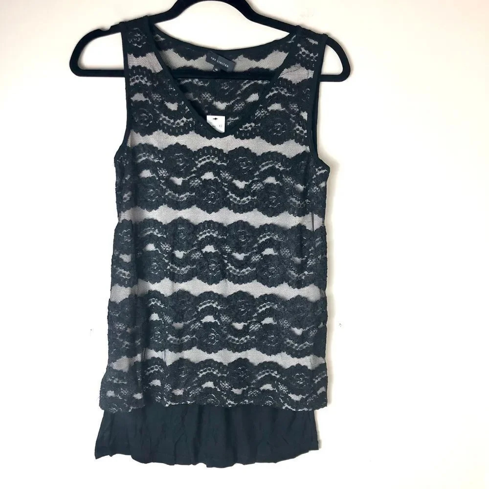The Limited | Black Lace Overlay Tank
